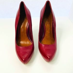 8 Burgundy Leather SCHUTZ Heels